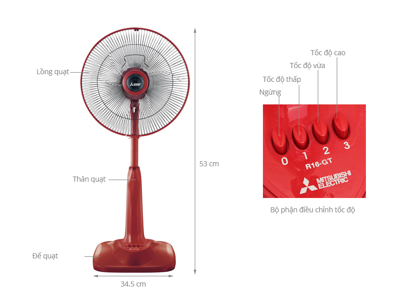 Quạt lửng Mitsubishi R16-GT CY-RD